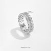 Wholesale Women's Fashion Geometric Copper Ring With Micro Inlaid Zircon And Electroplated Platinum And 18K Gold