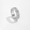 Wholesale Women's Fashion Geometric Copper Ring With Micro Inlaid Zircon And Electroplated Platinum And 18K Gold