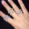 Wholesale Women's Fashion Geometric Copper Ring With Microinlaid Zircon