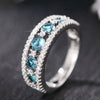 Wholesale Women's Fashion Geometric Copper Ring With Sapphire Blue And Hollow Design And Zircon Treatment