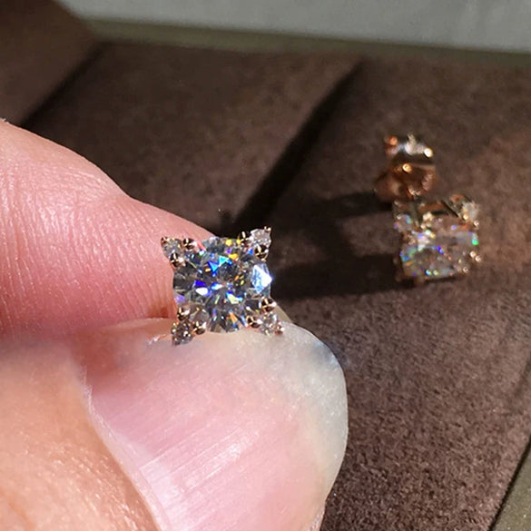 Wholesale Women's Fashion Geometric Copper Zircon Earrings