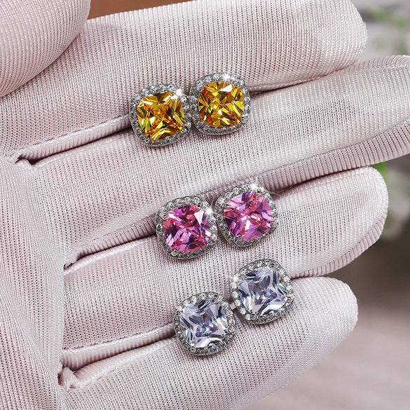 Wholesale Women's Fashion Geometric Copper Zircon Earrings