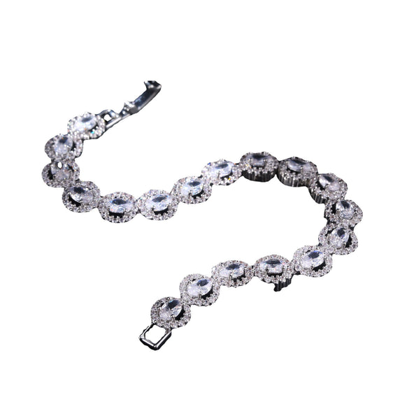 Wholesale Women's Fashion Geometric Copper Zircon Inlaid Bracelet