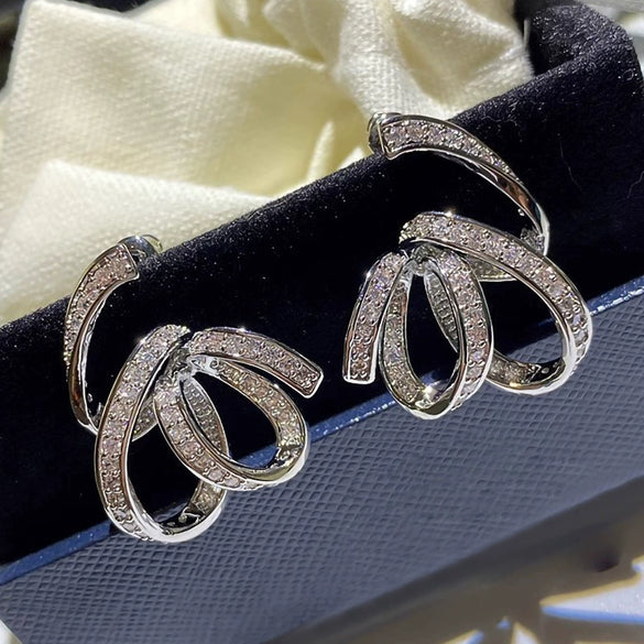 Wholesale Women's Fashion Geometric Copper Zircon Inlaid Earrings