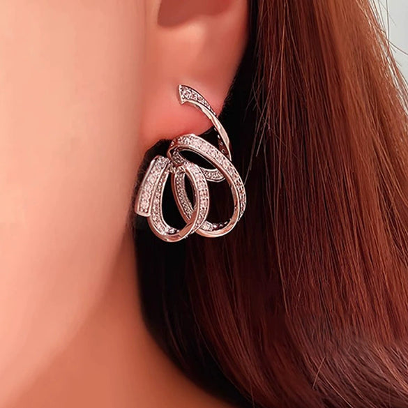 Wholesale Women's Fashion Geometric Copper Zircon Inlaid Earrings