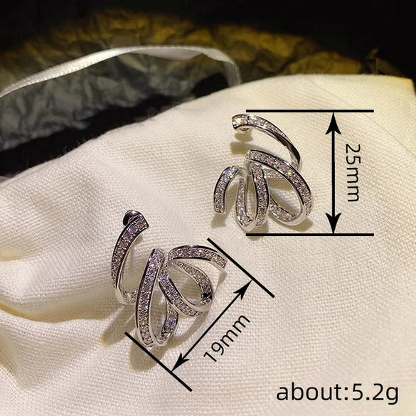 Wholesale Women's Fashion Geometric Copper Zircon Inlaid Earrings