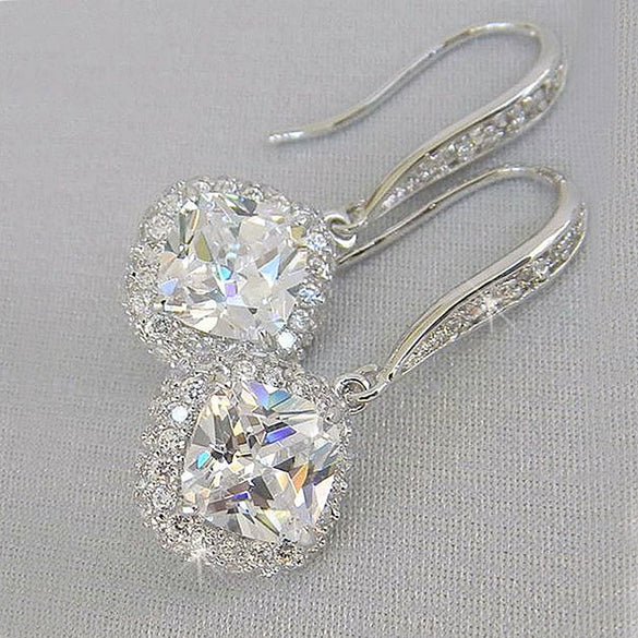 Wholesale Women's Fashion Geometric Copper Zircon Square Earrings