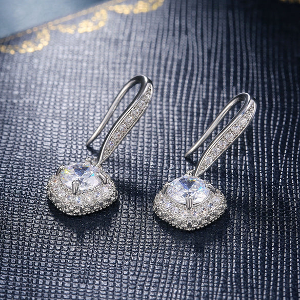 Wholesale Women's Fashion Geometric Copper Zircon Square Earrings