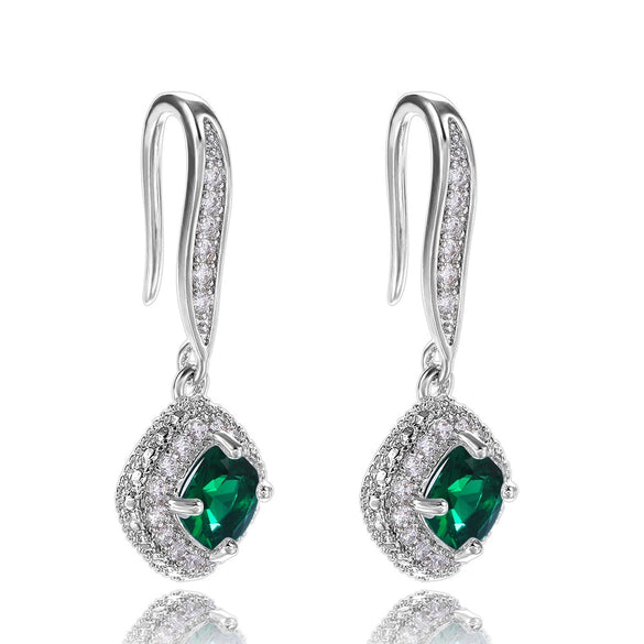 Wholesale Women's Fashion Geometric Copper Zircon Square Earrings