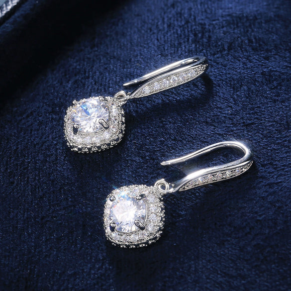 Wholesale Women's Fashion Geometric Copper Zircon Square Earrings
