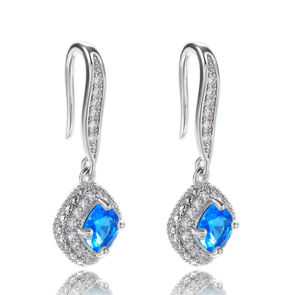 Wholesale Women's Fashion Geometric Copper Zircon Square Earrings