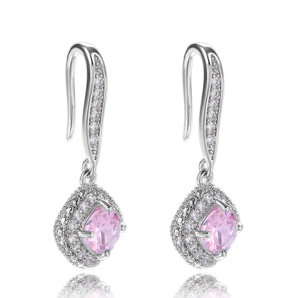 Wholesale Women's Fashion Geometric Copper Zircon Square Earrings