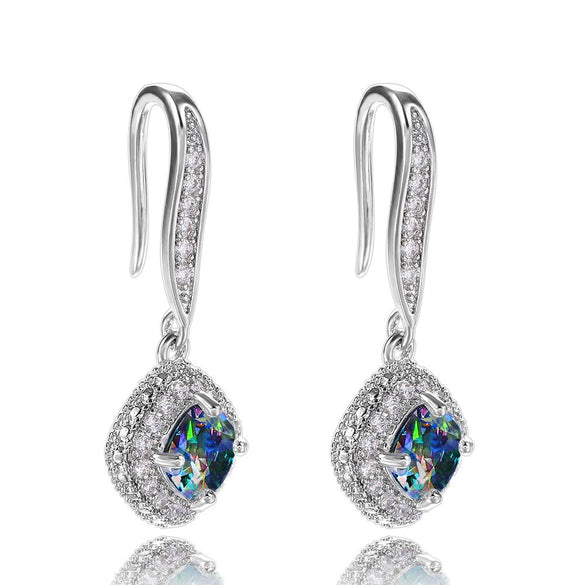 Wholesale Women's Fashion Geometric Copper Zircon Square Earrings