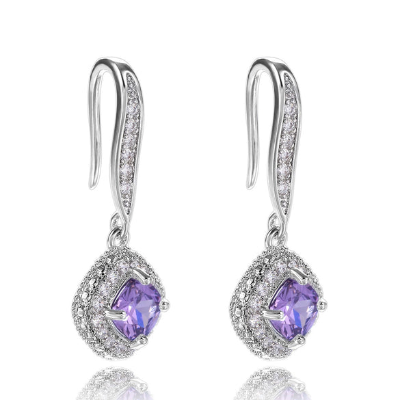 Wholesale Women's Fashion Geometric Copper Zircon Square Earrings