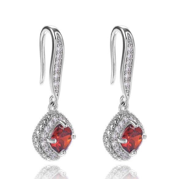 Wholesale Women's Fashion Geometric Copper Zircon Square Earrings