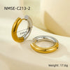 Wholesale Women's Fashion Geometric Cshaped Colorblocked Titanium Steel And 18K Gold Plated Earrings