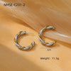 Wholesale Women's Fashion Geometric Cshaped Colorblocked Titanium Steel And 18K Gold Plated Earrings