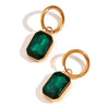 Wholesale Women's Fashion Geometric Cut Corner Rectangular Titanium Steel 18K Gold Plated Zircon Pendant Earrings