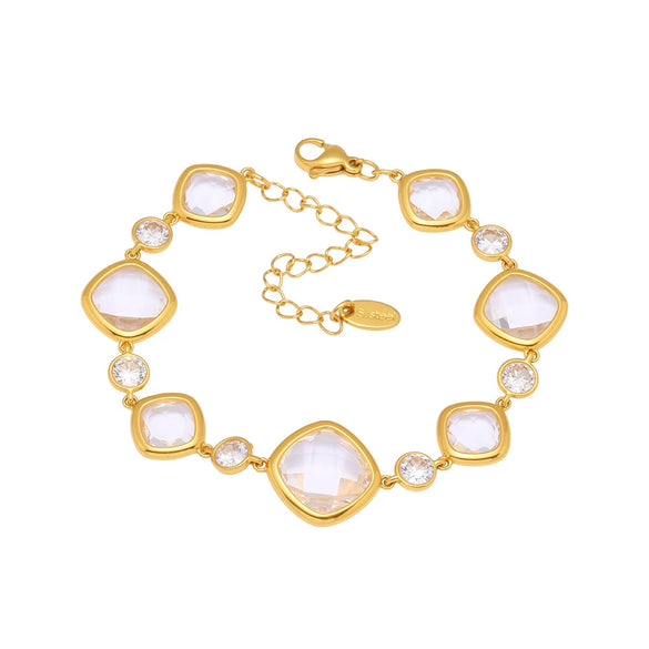 Wholesale Women's Fashion Geometric Czech Glass Bracelet With Stainless Steel And Electroplating