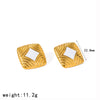 Wholesale Women's Fashion Geometric Diamondshaped Square Stainless Steel Earrings With Pvd Furnace Vacuum Real Gold Plating