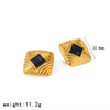 Wholesale Women's Fashion Geometric Diamondshaped Square Stainless Steel Earrings With Pvd Furnace Vacuum Real Gold Plating