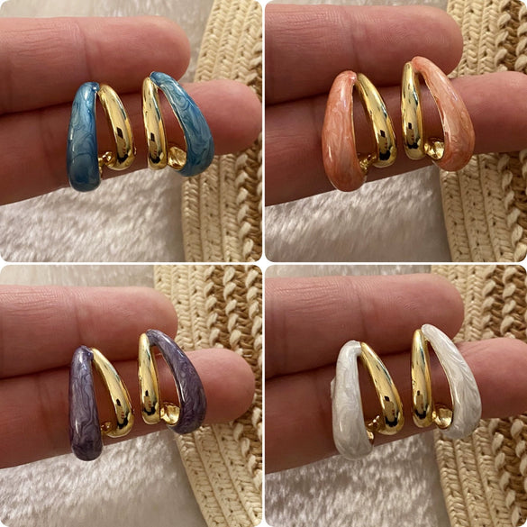 Wholesale Women's Fashion Geometric Dripping Oil Stainless Steel Earrings