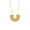 Wholesale Women's Fashion Geometric Drop Shape Hollow Fanshaped Pendant Stainless Steel And Titanium Steel Necklace With 18K Gold Plated Oshaped Chain