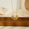 Wholesale Women's Fashion Geometric Drop Shape Hollow Fanshaped Pendant Stainless Steel And Titanium Steel Necklace With 18K Gold Plated Oshaped Chain