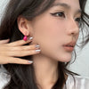 Wholesale Women's Fashion Geometric Drop Shape Stainless Steel 925 Silver Electroplated Oil Dripping Earrings