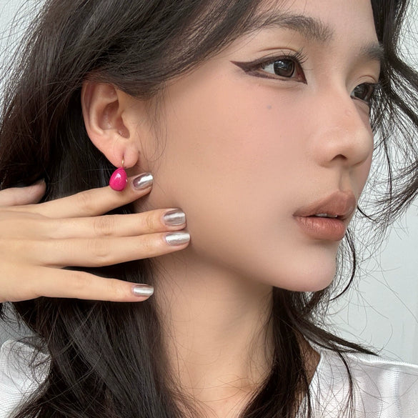 Wholesale Women's Fashion Geometric Drop Shape Stainless Steel 925 Silver Electroplated Oil Dripping Earrings