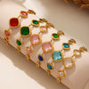 Wholesale Women's Fashion Geometric Faceted Transparent Czech Glass Stone 316L Stainless Steel Electroplated Bracelet