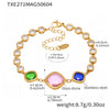 Wholesale Women's Fashion Geometric Faceted Transparent Czech Glass Stone 316L Stainless Steel Electroplated Bracelet