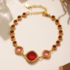 Wholesale Women's Fashion Geometric Faceted Transparent Czech Glass Stone 316L Stainless Steel Electroplated Bracelet