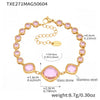Wholesale Women's Fashion Geometric Faceted Transparent Czech Glass Stone 316L Stainless Steel Electroplated Bracelet