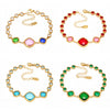 Wholesale Women's Fashion Geometric Faceted Transparent Czech Glass Stone 316L Stainless Steel Electroplated Bracelet