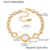 Wholesale Women's Fashion Geometric Faceted Transparent Czech Glass Stone 316L Stainless Steel Electroplated Bracelet