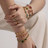 Wholesale Women's Fashion Geometric Faceted Transparent Czech Glass Stone 316L Stainless Steel Electroplated Bracelet