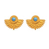 Wholesale Women's Fashion Geometric Fan Earrings In Stainless Steel With 18K Gold Electroplating And Natural Blue Turquoise