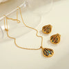Wholesale Women's Fashion Geometric Fanshaped Stainless Steel 18K Gold Plated Necklace And Earrings