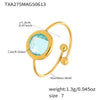 Wholesale Women's Fashion Geometric Ferris Wheel Faceted Open Bead Index Finger Ring Stainless Steel Glass Stone 18K Gold Plated