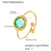 Wholesale Women's Fashion Geometric Ferris Wheel Faceted Open Bead Index Finger Ring Stainless Steel Glass Stone 18K Gold Plated