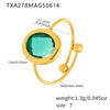 Wholesale Women's Fashion Geometric Ferris Wheel Oval Inlaid Glass Stone Electroplated Stainless Steel Ring