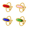 Wholesale Women's Fashion Geometric Ferris Wheel Rectangular Stainless Steel And Glass Stone Electroplated Open Index Finger Ring
