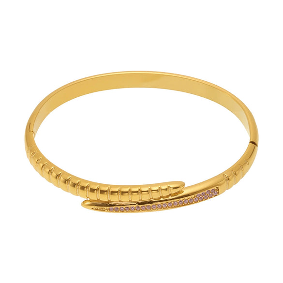 Wholesale Women's Fashion Geometric Ferris Wheel Snake Tail Buckle Bracelet With Zircon Stainless Steel 18K Gold Plated