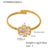 Wholesale Women's Fashion Geometric Ferris Wheel Water Drop Flower Opening Ring Stainless Steel 18K Gold Plated