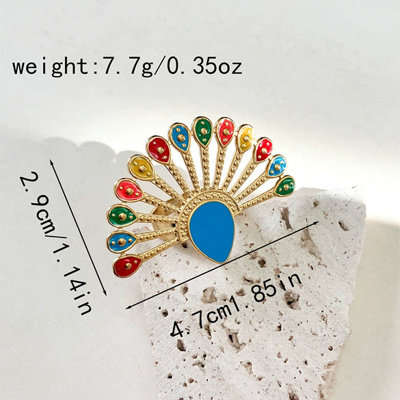 Wholesale Women's Fashion Geometric Flower Stainless Steel Gold Plated Ring