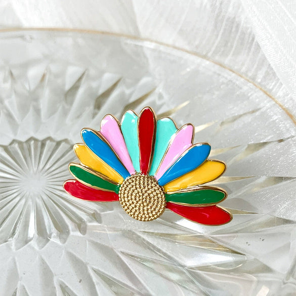 Wholesale Women's Fashion Geometric Flower Stainless Steel Gold Plated Ring