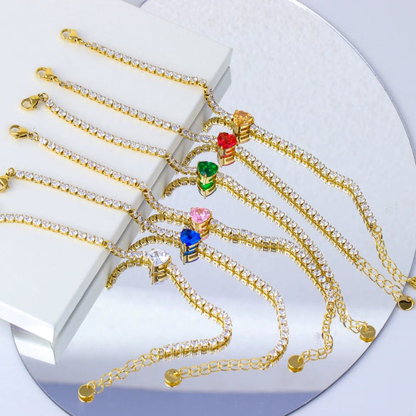 Wholesale Women's Fashion Geometric Heart Shape 18K Gold Plated Stainless Steel Love Bracelet