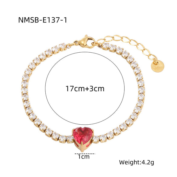 Wholesale Women's Fashion Geometric Heart Shape 18K Gold Plated Stainless Steel Love Bracelet