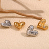 Wholesale Women's Fashion Geometric Heart Shape Stainless Steel 18K Gold Plated Earrings